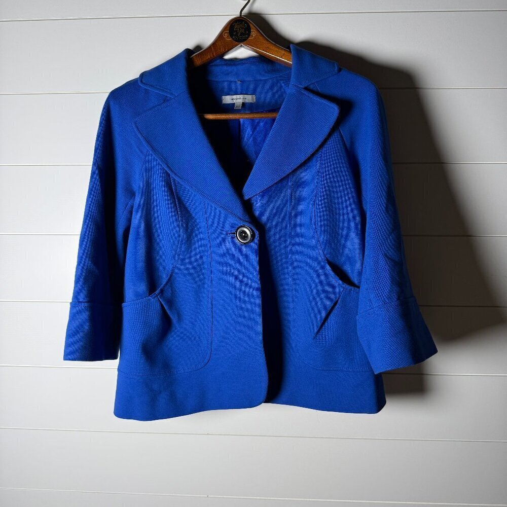 Classiques Entier Royal Blue 1 Button Blazer Jacket Fully Lined 3/4 Sleeve Large